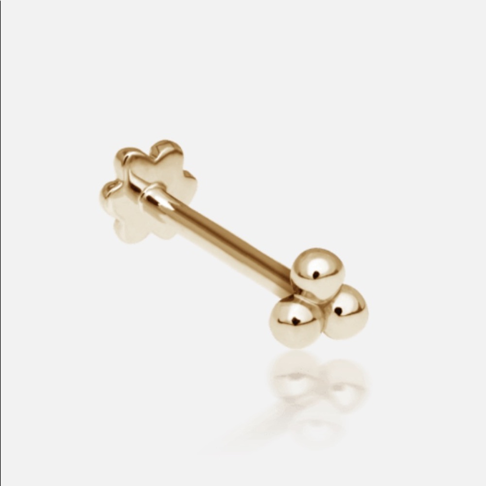 Maria Tash Ball Trinity Threaded Stud Earring - 14k Yellow Gold 2.5mm, 8mm post